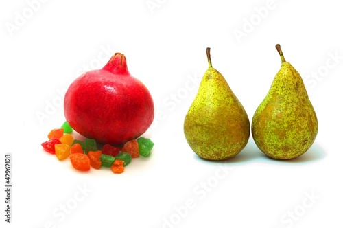 Pomegranate and pears