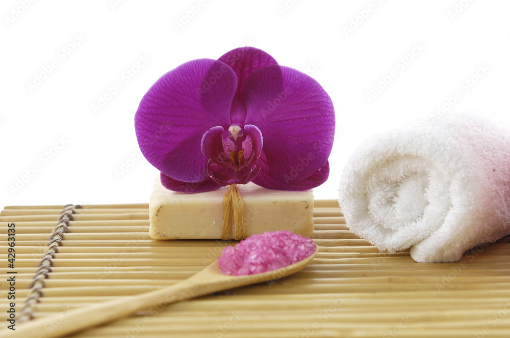Image of spa treatment on a bamboo mat. Image of spa treatment on a bamboo mat.