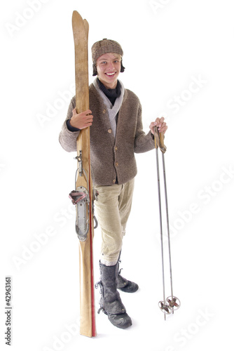 Historischer Skifahrer