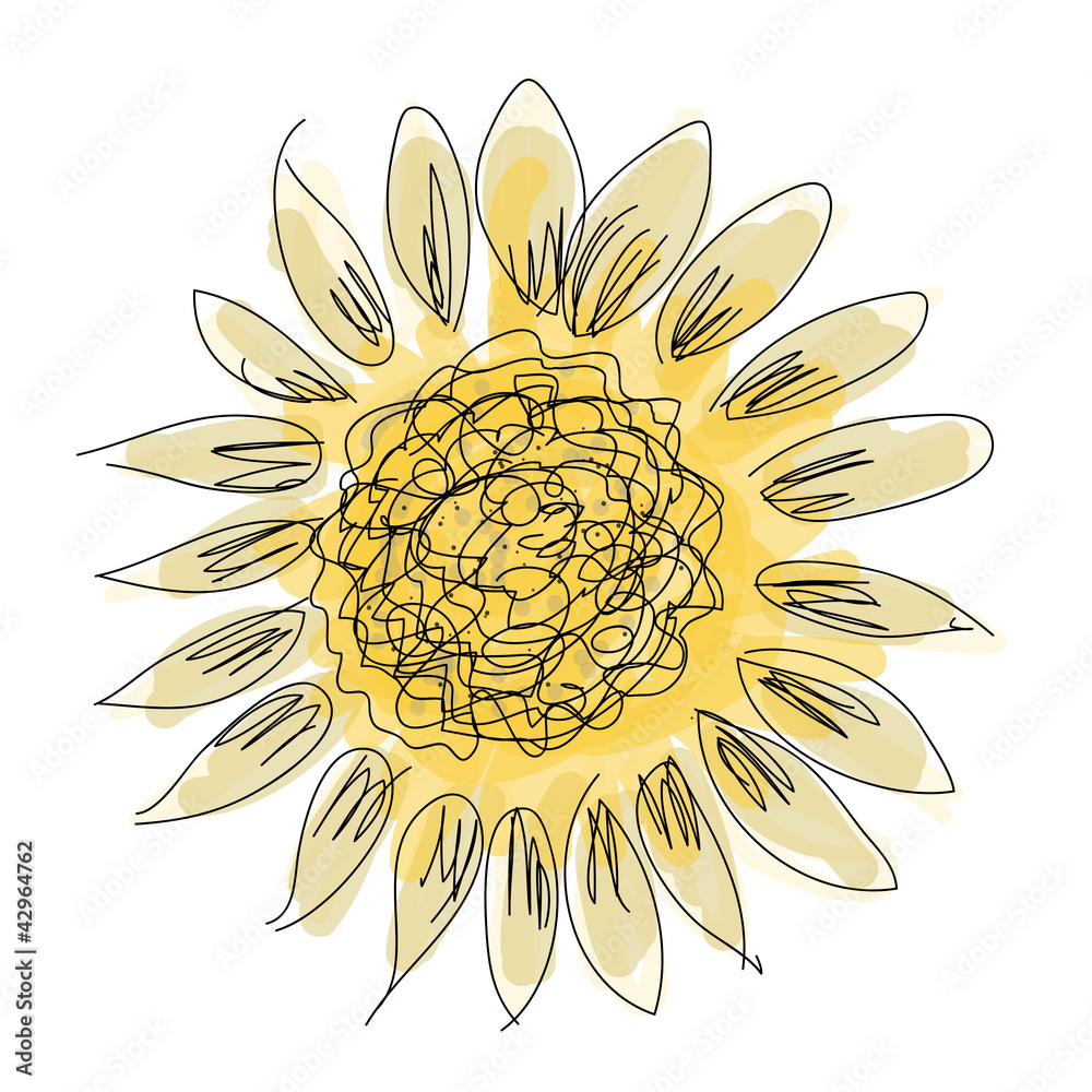 Sketch of sunflower for your design Sketch of sunflower for your design