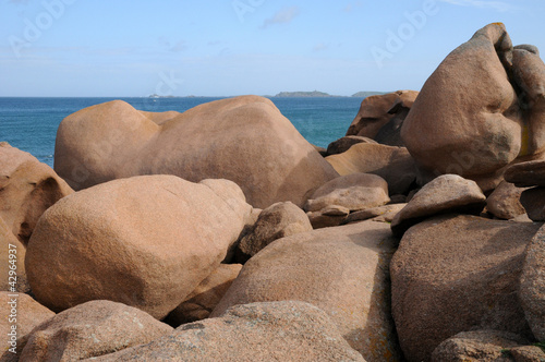 Brittany, pink granit rocks in Ploumanac h photo