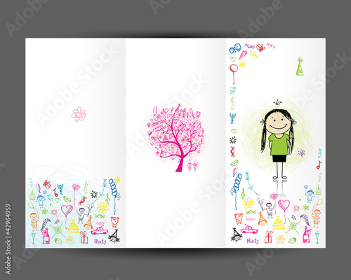 Birthday postcard, cover page. Design for your print
