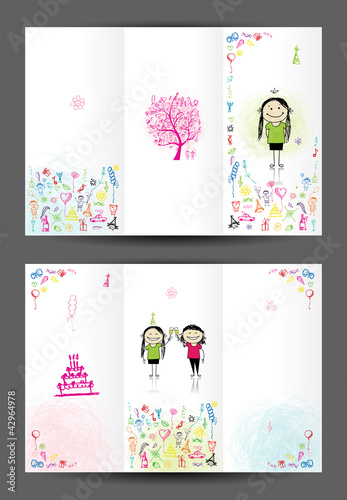 Birthday postcard, cover and inside page. Design for your print