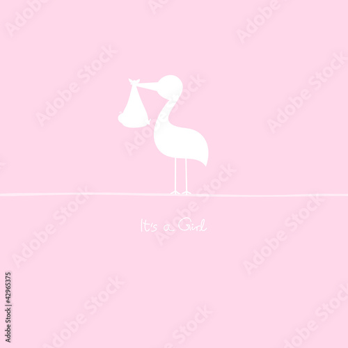 Stork With Baby Girl "It´s a Girl"