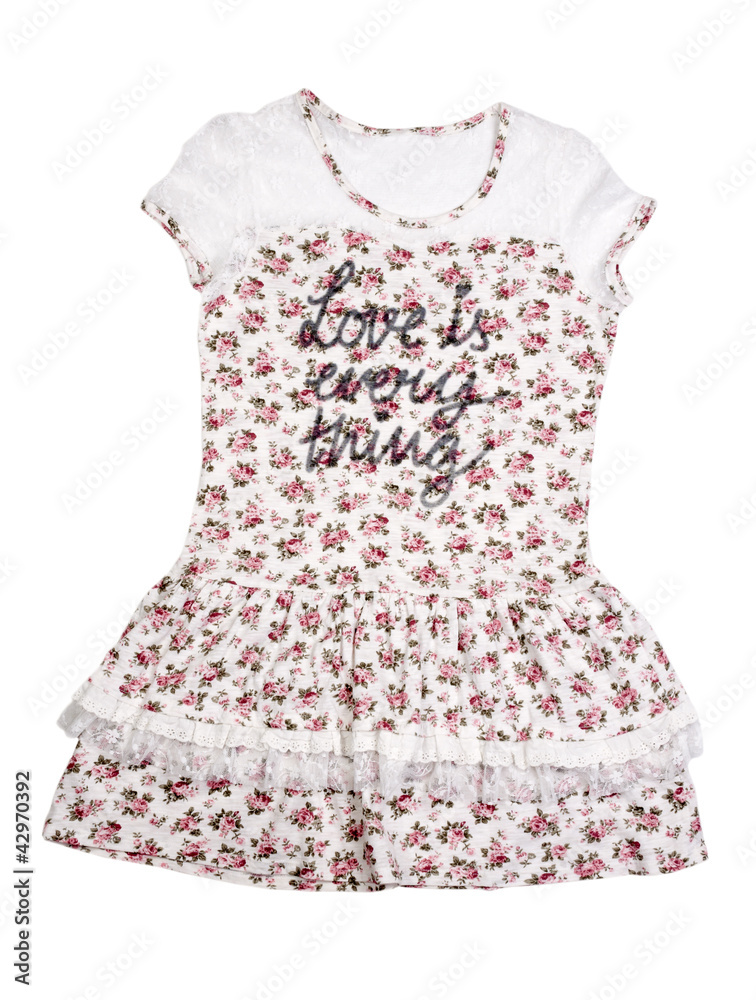 Womens summer dress with floral pattern. Womens summer dress with floral pattern.