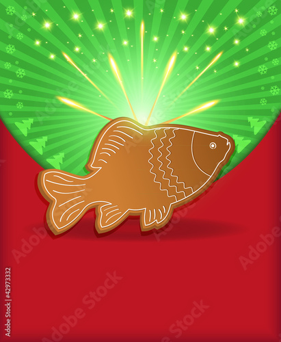 Christmas congratulations fish carp gingerbread
