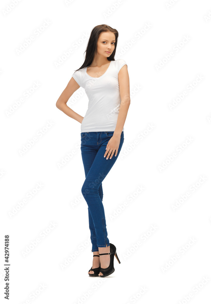 teenage girl in blank white t-shirt teenage girl in blank white t-shirt