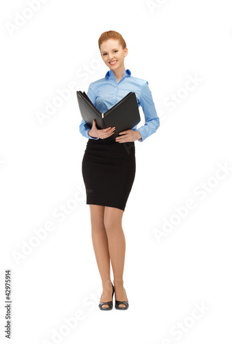 happy woman with folder