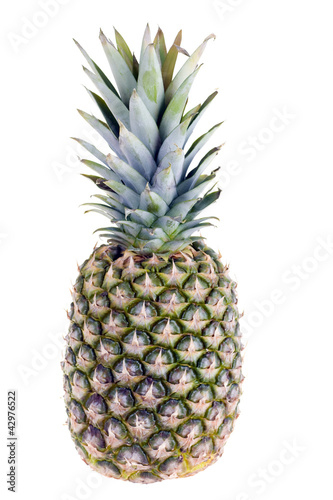 ripe pineapple isolated on white background close up