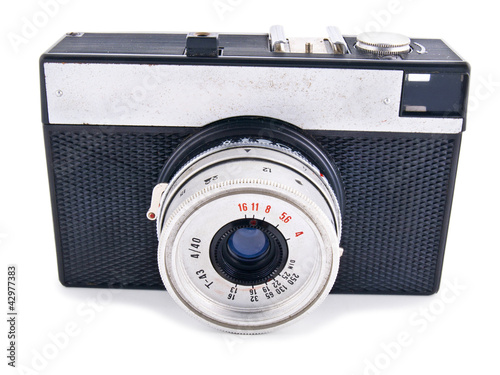 Old vintage entry-level camera isolated over white