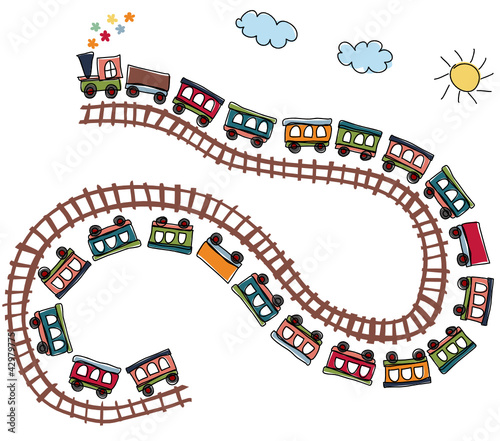 Obraz na płótnie wzór lokomotywa kwiat kreskówka dzieci