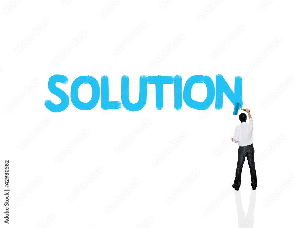 Business man paint business word on white background Business man paint business word on white background