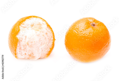 Two oranges on a white background