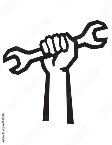 Hand holding wrench. Vector eps 8
