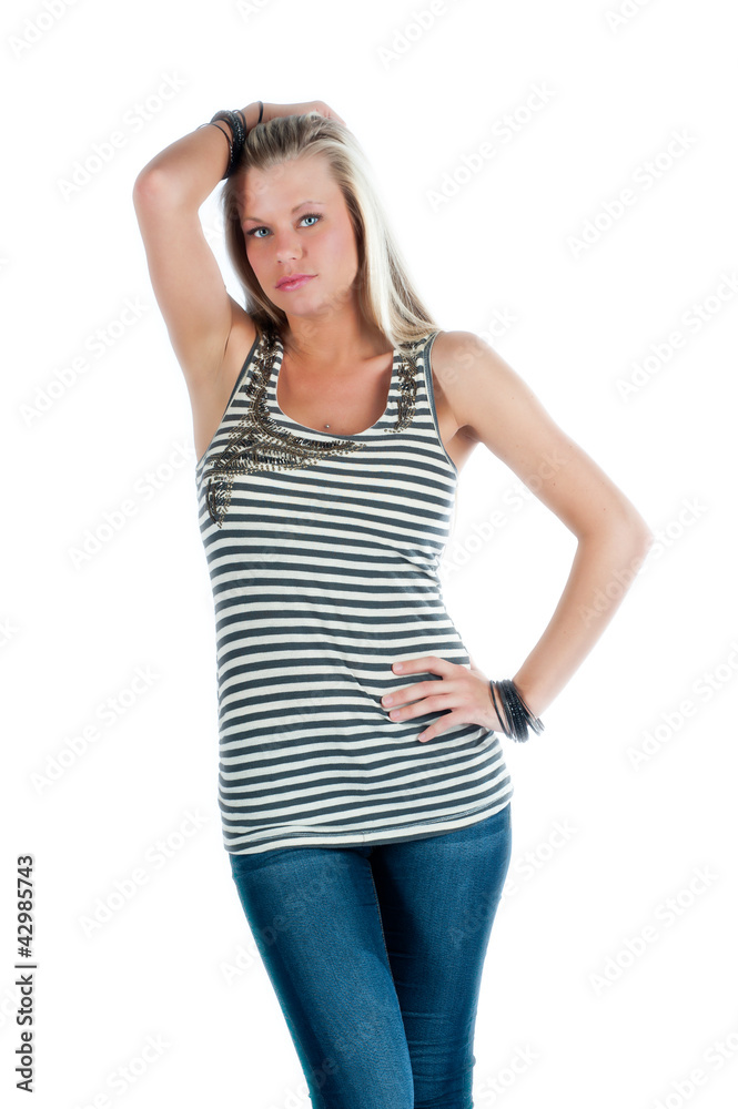 Fototapeta premium Beautiful blond woman isolated on white