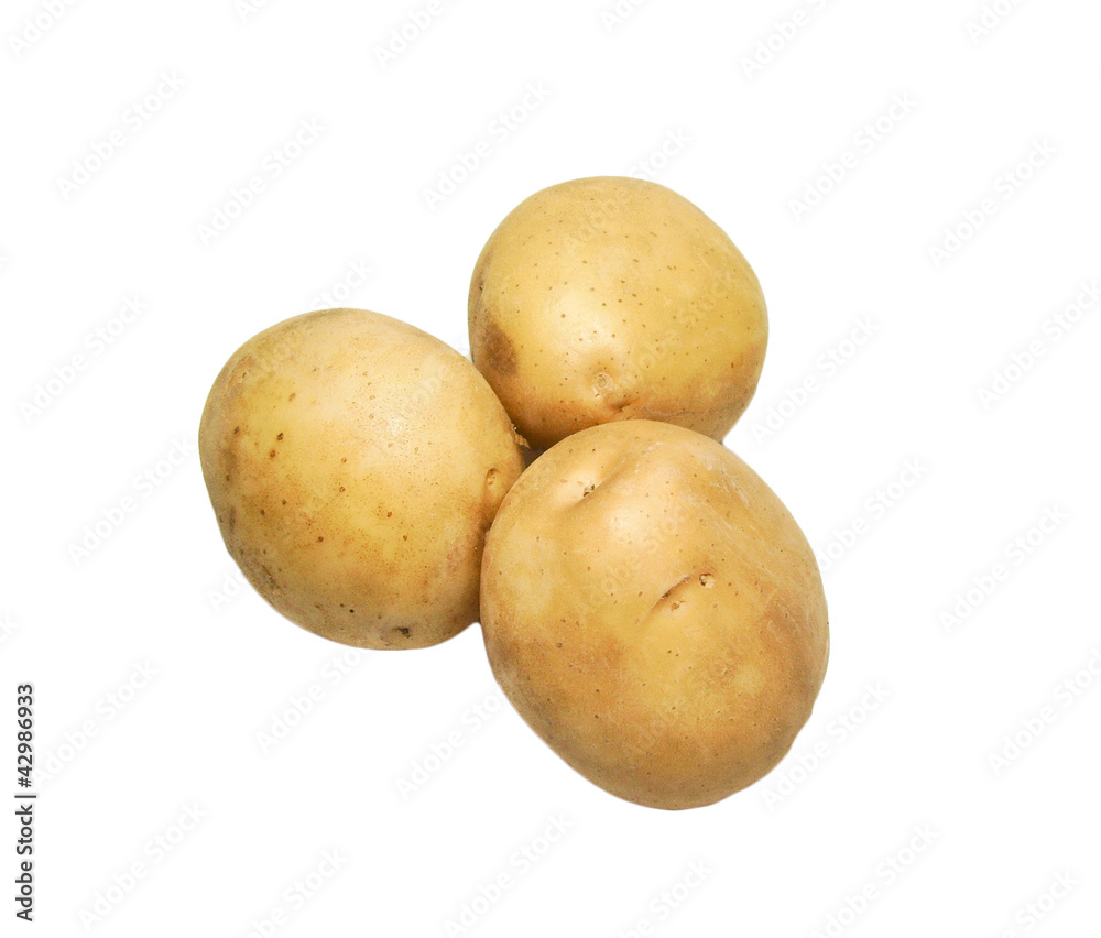fresh potatoes on a white background