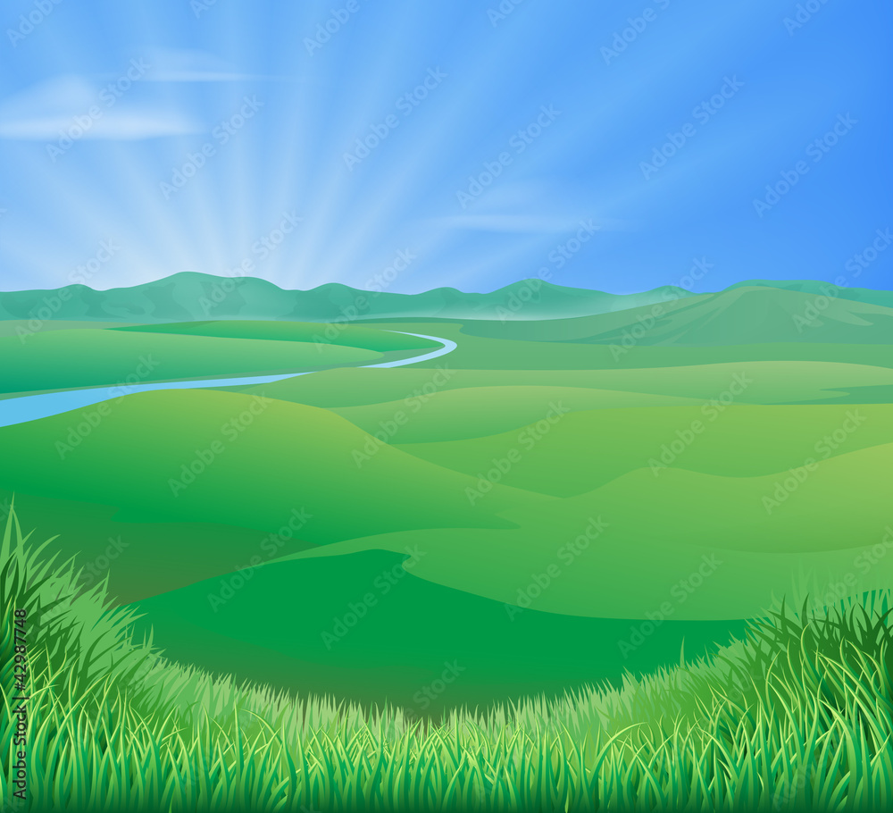 Rural landscape illustration