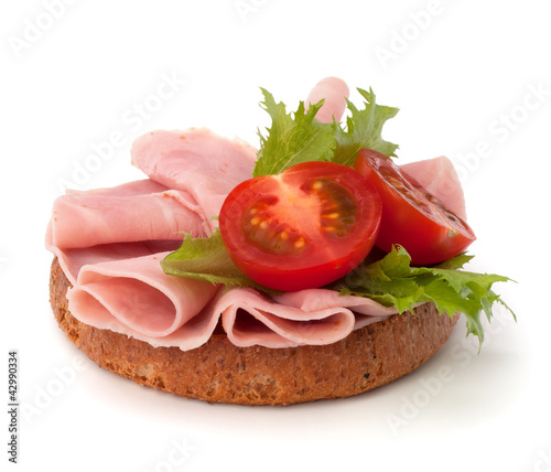 healthy sandwich with vegetable and smoked ham