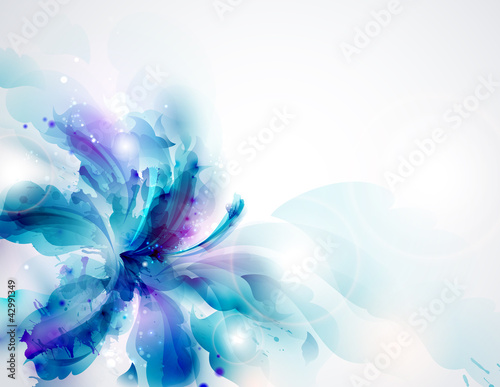 Background with blue abstract flower