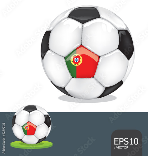 soccer ball  portugal euro flag vector
