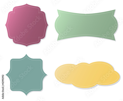 Elegant vector tags in different color over white
