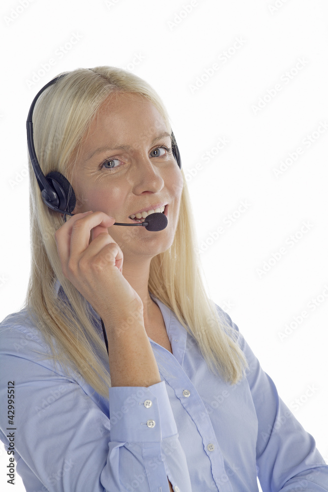 Young professional woman using head-set Young professional woman using head-set