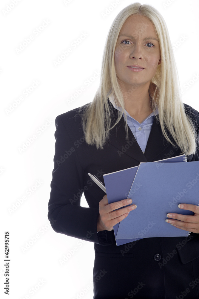 Young professional holding folders