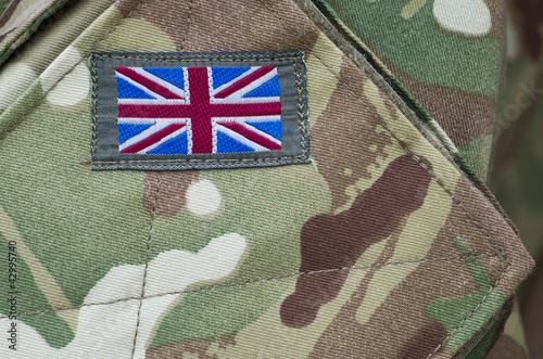 British army camouflage uniform with union jack flag