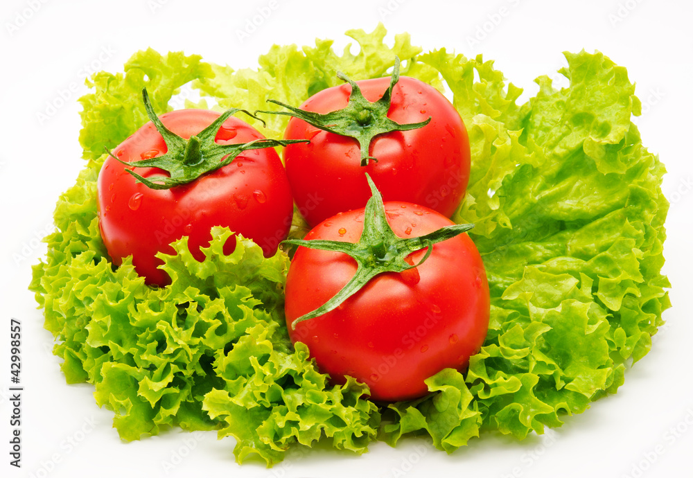 Group of tomato and green salad isolated Group of tomato and green salad isolated
