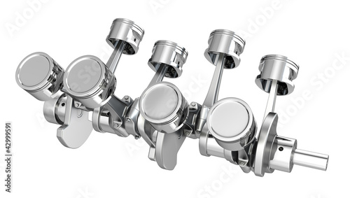 Fotografi V8 engine pistons on a crankshaft