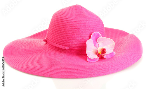 Beautiful summer woman hat with flower isolated
