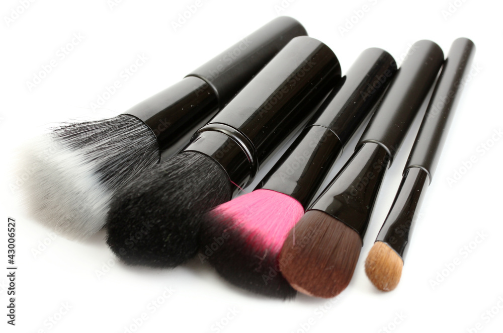 black brushes for make-up isolated on white. black brushes for make-up isolated on white.