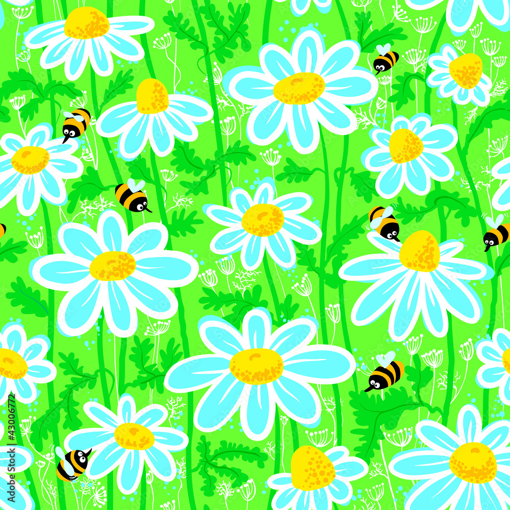 bees and chamomile bees and chamomile