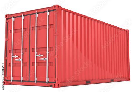 Cargo Container. Red Cargo Container. Perspective view.
