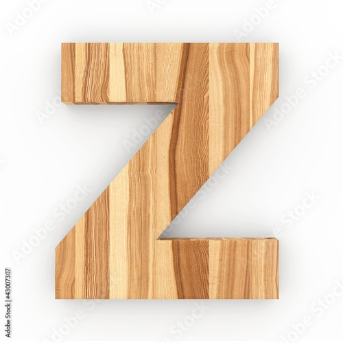 Fototapeta Naklejka Na Ścianę i Meble -  3d Font Wood Ash Letter Z