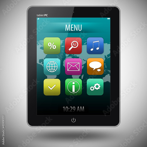 Tablet pc on gray background