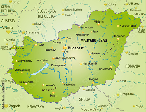 Ungarn und Umland als Übersichtskarte