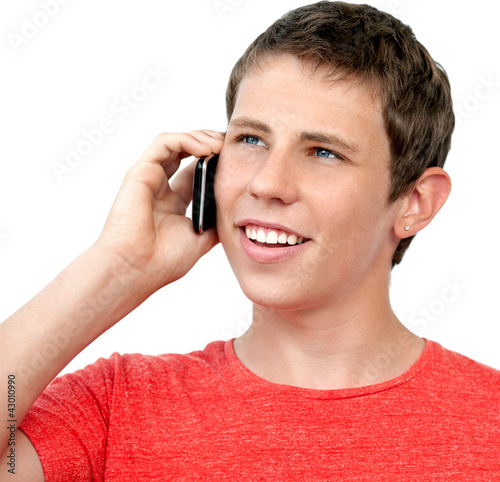 young boy talking on the phone