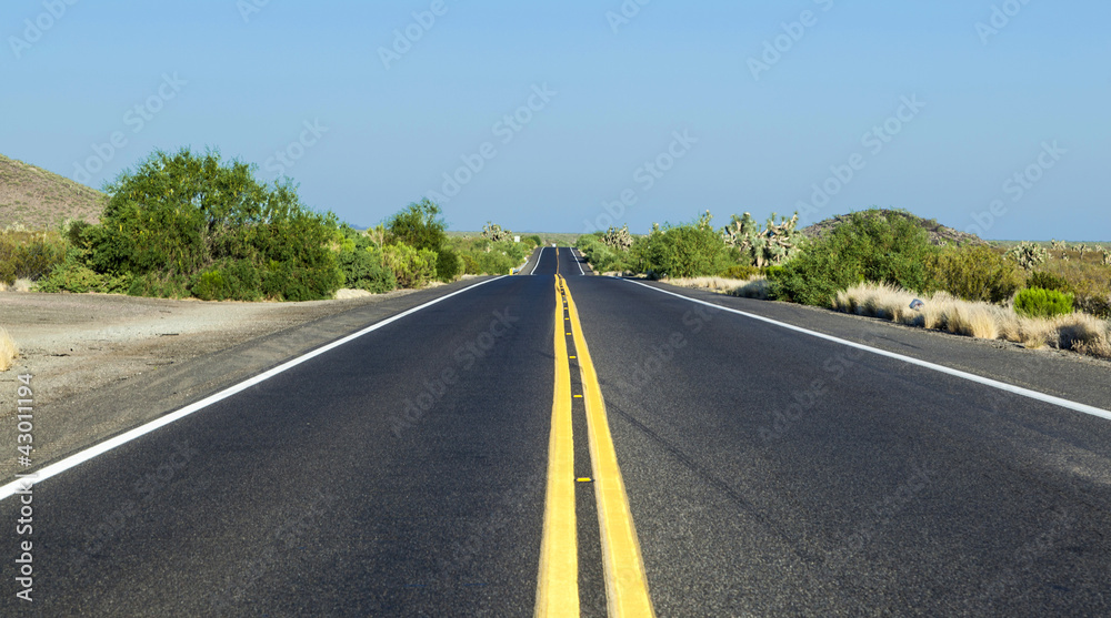 empty freeway in sunset