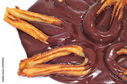 churros con chocolate, a typical Spanish sweet snack