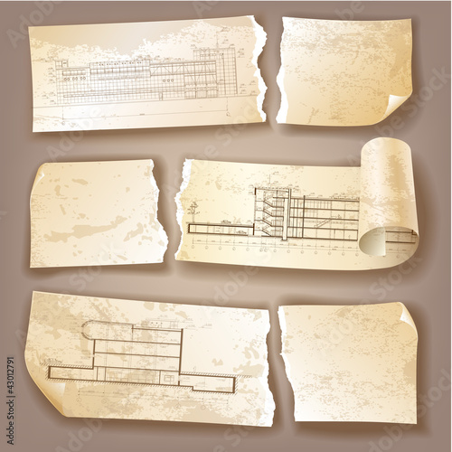 Set of Grunge Architectural Banners