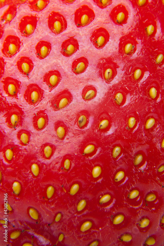 Detailed surface shot of a fresh strawberry
