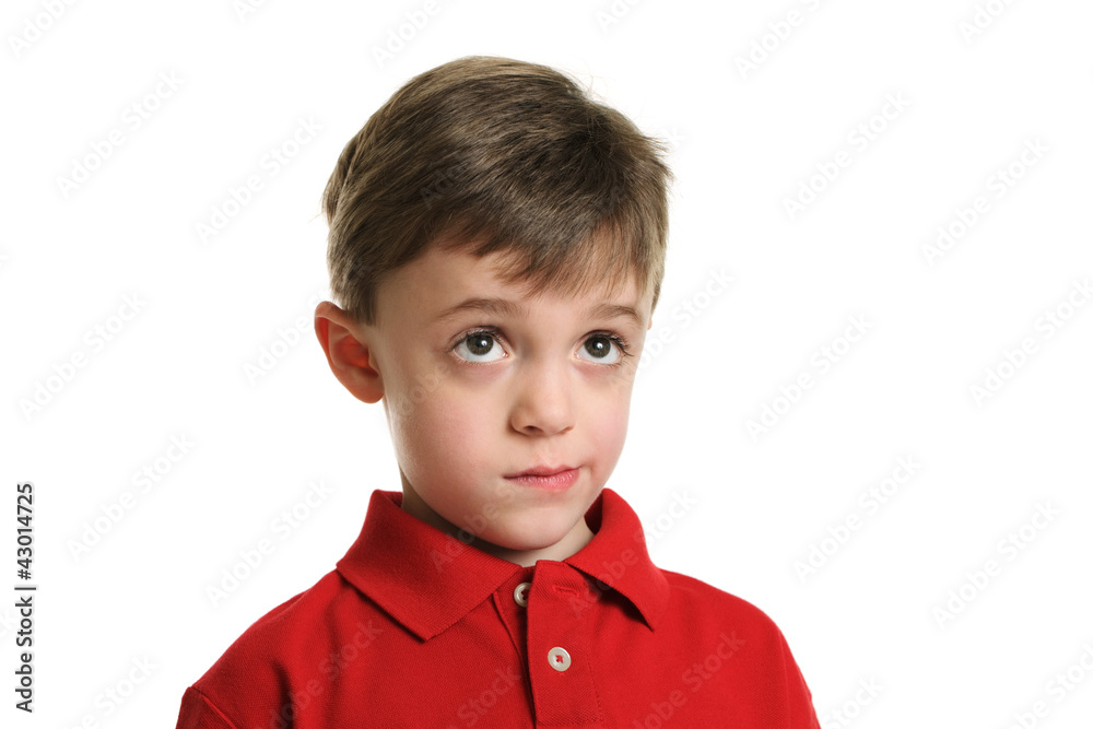 Little boy thinking isolated on white Little boy thinking isolated on white
