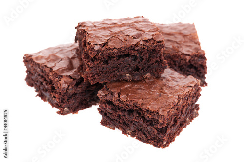Stack of brownies isolated on white