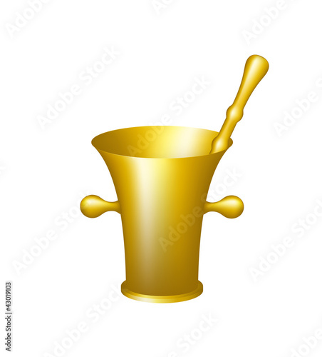 Golden mortar and pestle