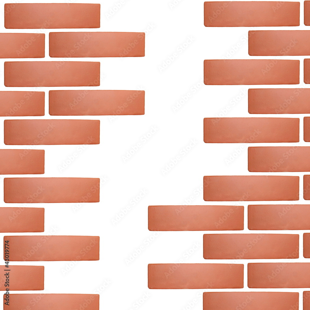 hole in brick wall isolated on white background