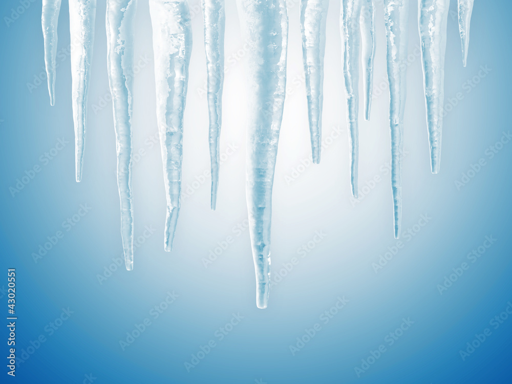 Icicles on blue background