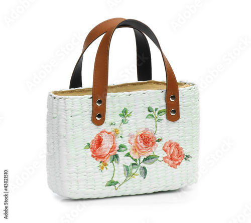Craft Bag with decoupage on white background