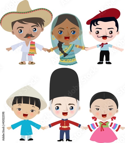 Multicultural children holding hands