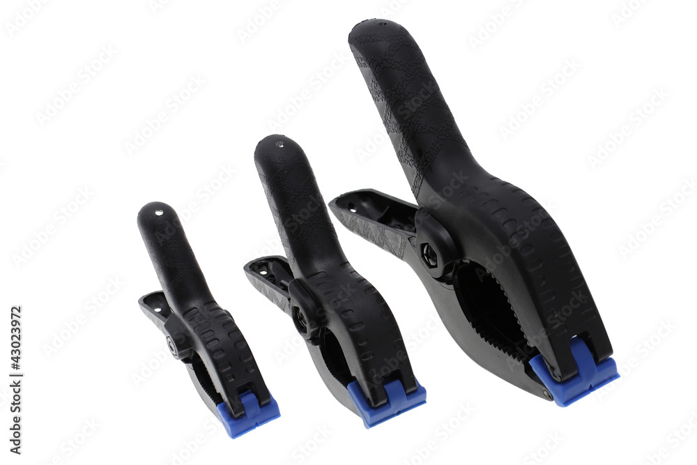 three plastic clamps composition three plastic clamps composition